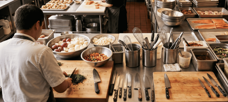 Cocina de catering — afilado de herramienta de corte en Barcelona