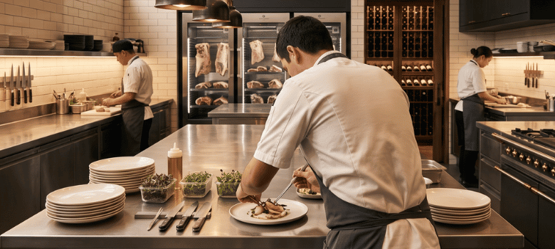 Cocina de hotel — afilado profesional de cuchillos en Barcelona